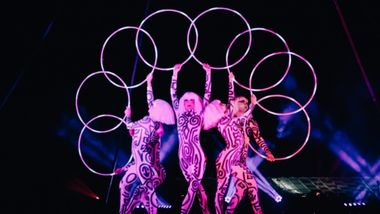 Dancers holding Hoops on stage