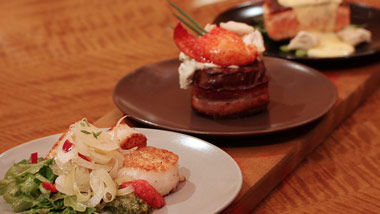beef and seafood flight